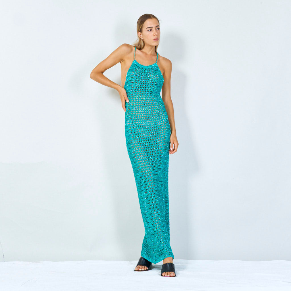 Bohemian mesh knit maxi dress