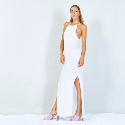 Elegant halter-back knit dress