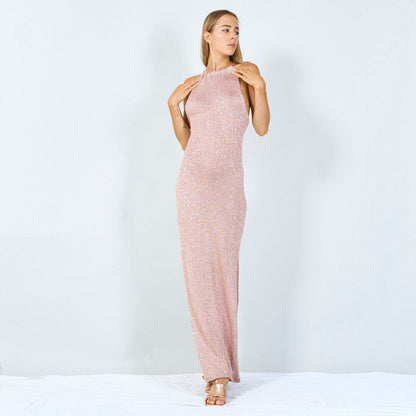 Elegant halter-back knit dress
