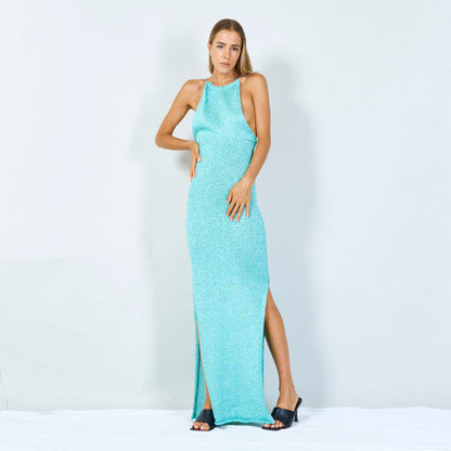 Elegant halter-back knit dress